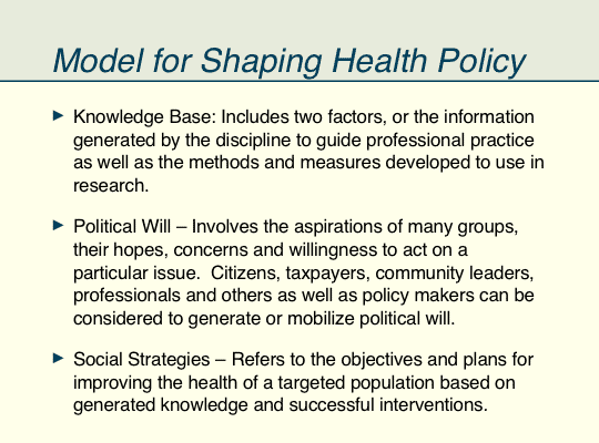 Model for Shaping Health Policy