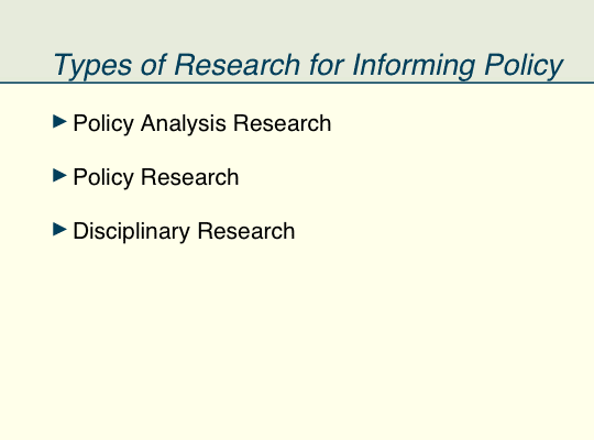 types of Research for Informing Policy